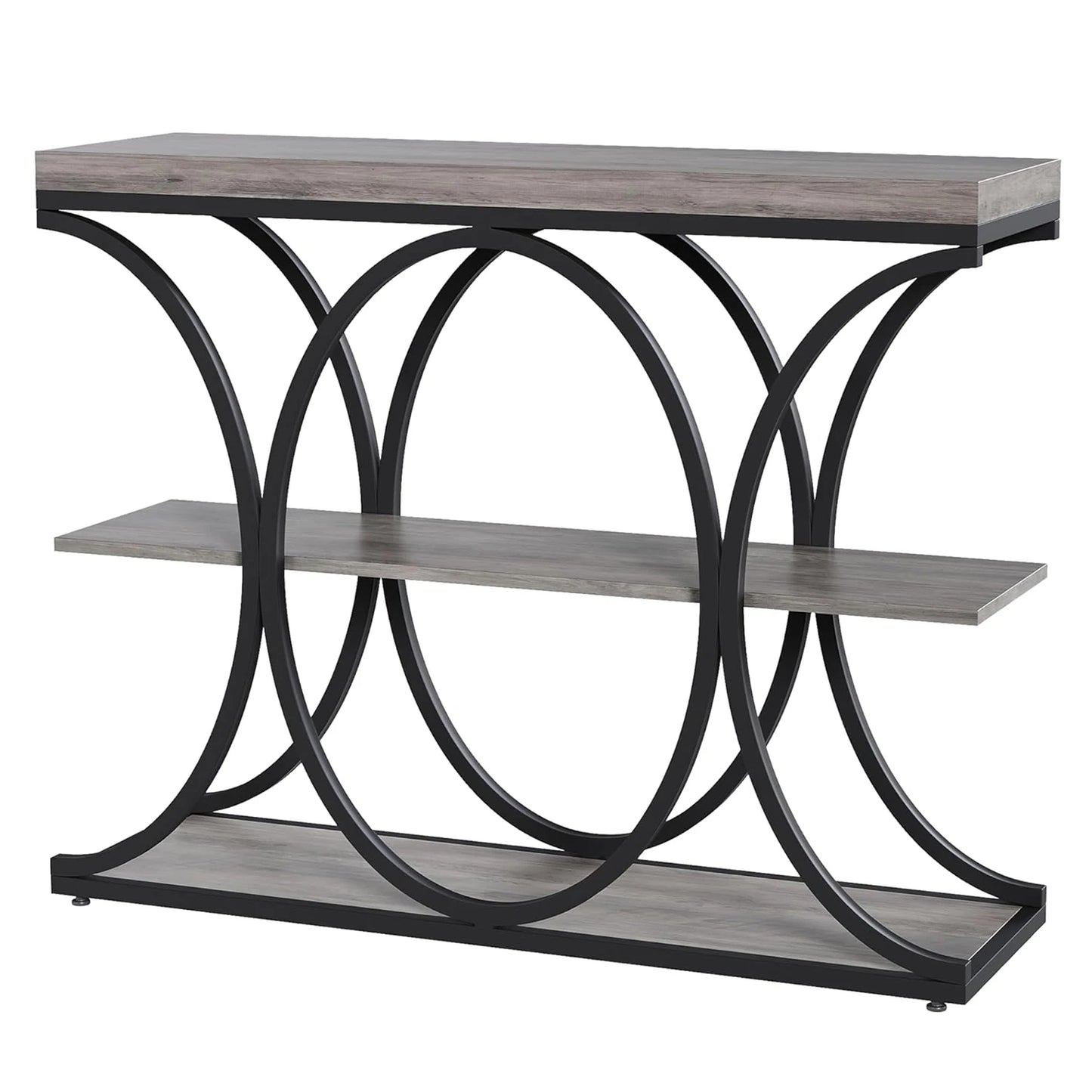 39" Narrow Console Tables for Entryway, Industrial 3-Tier Sofa Table with Metal Frame and Storage Shelves for Living Room,Foyer