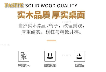 Solid wood long desk leisure chair combination simple modern large