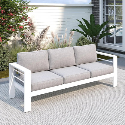 Outdoor Couch Aluminum Patio Furniture Sofa, 3-Seat All-Weather Metal Outdoor Patio Furniture with Cushions,Dark, Customized