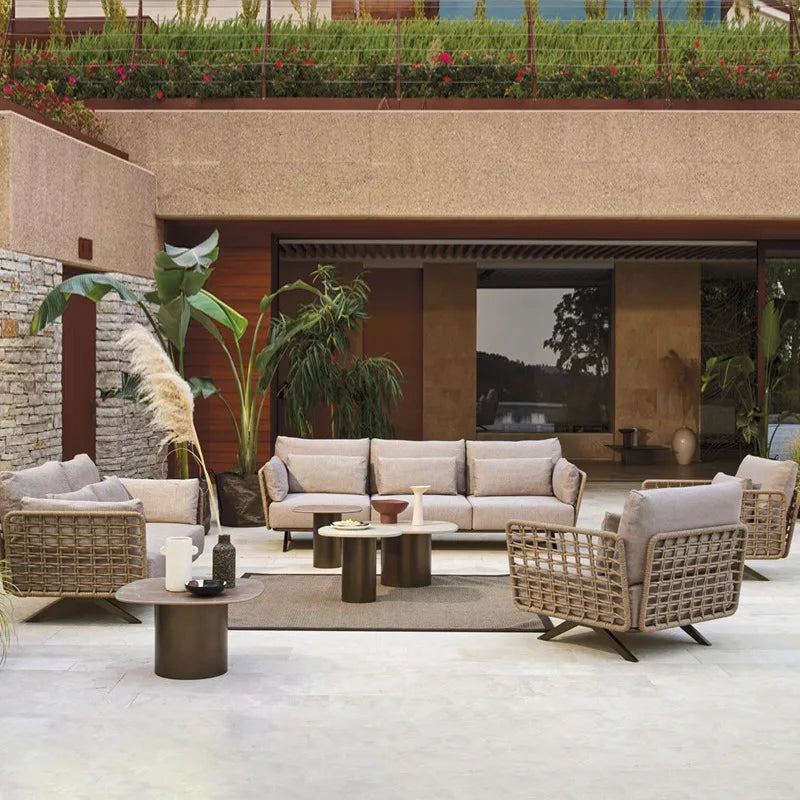 Nordic Outdoor Sofa Rattan Cafe Courtyard Villa Hotel Garden