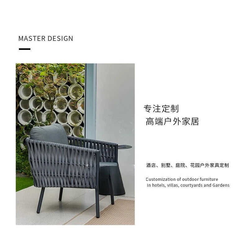 Outdoor villa courtyard rattan sofa furniture hotel bed and breakfast balcony sofa chair bed and breakfast terrace garden sofa c