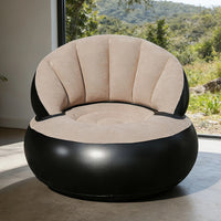 1PC Thickened PVC Inflatable Sofa Ergonomic Design for Comfortable Seating Experience, Foldable Flocking Garden Sofa