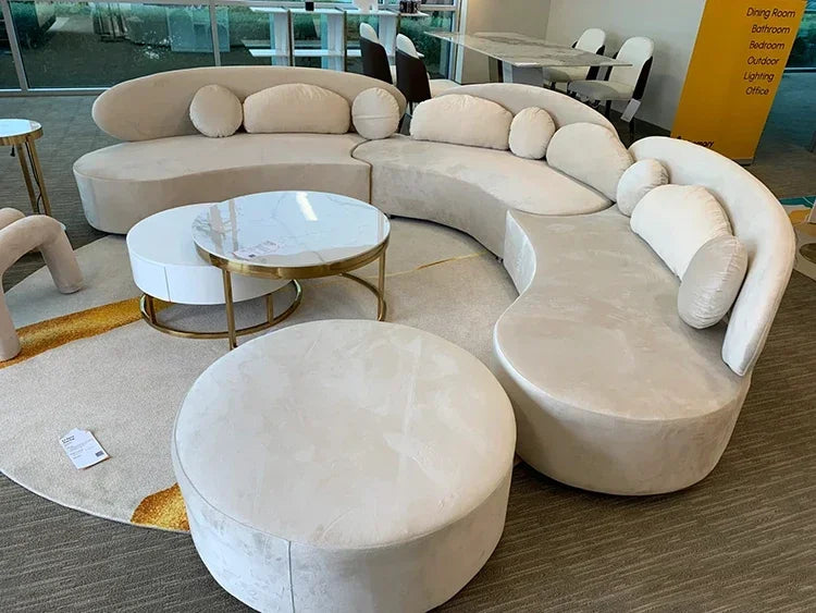 2003    Nordic light luxury curved sofa designer living room fabric sofa creative combination