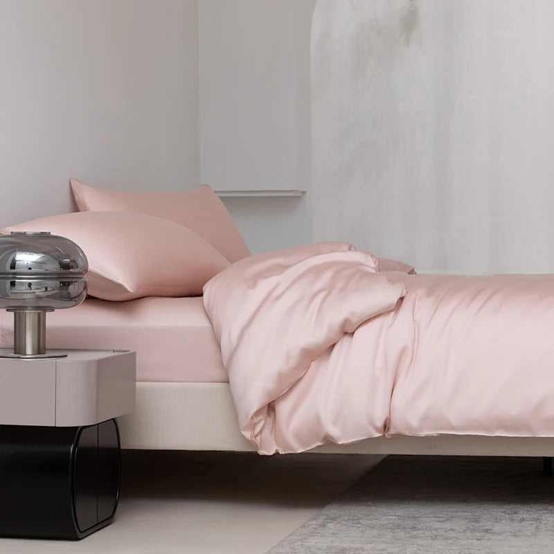 100% Mulberry Silk Bedding Set Solid Color Natural Silk Duvet Cover Set Twin King Queen Size Bed 3pcs/4pcs/5pcs Bed Sheet Set