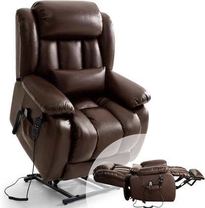 Infinite Position Lay Flat Lift Recliner Chair for Adults, Dual Motor Power Lift Chair for Elderly with Massage & Heating,