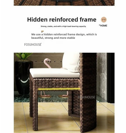 Outdoor Leisure Storage Rattan Tables and Chairs Outdoor Table and Chairs Rattan Chairs Three-piece Set Balcony Coffee Tables