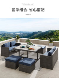 Outdoor rattan tables and chairs balcony rattan sofa courtyard leisure rattan art