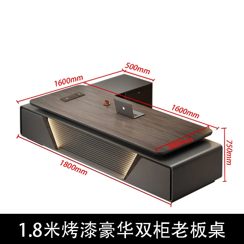 Modern boss desk light luxury high-end paint desktop large desk simple president table manager table and chair combination
