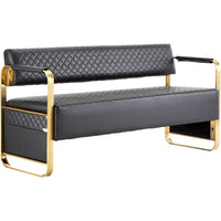 Upholstered Waiting Room Chairs with Arms, 57.5 Office Bench Seating for Various Settings, Black & Gold