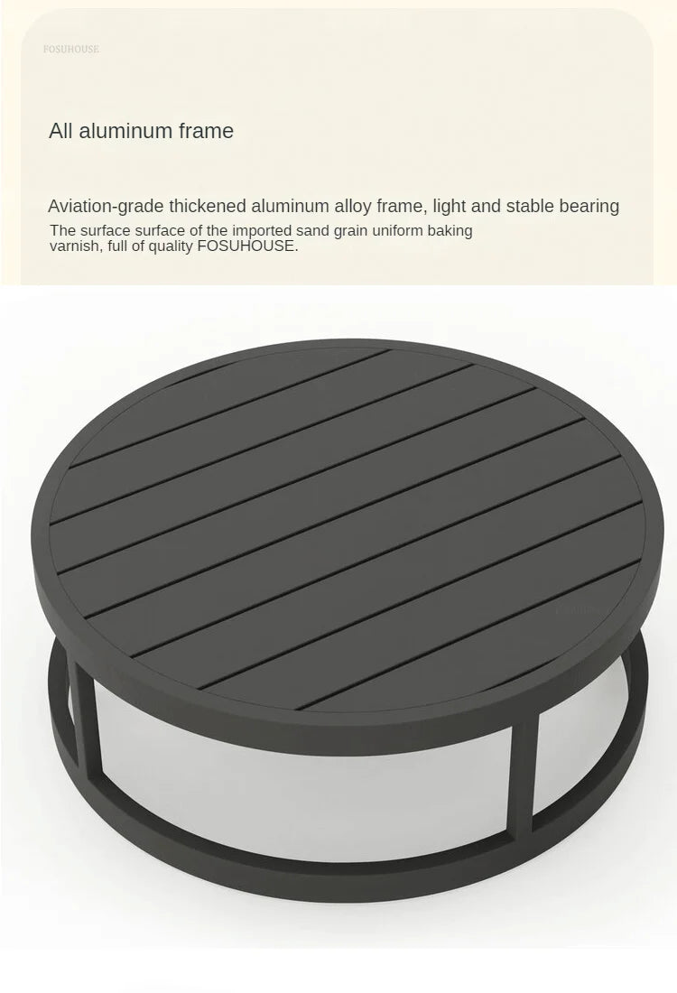 Outdoor Waterproof Sun Protection Garden Sofas Curved Outdoor Sofa Aluminum Alloy Courtyard Villa Reception Sofa Coffee Table Z