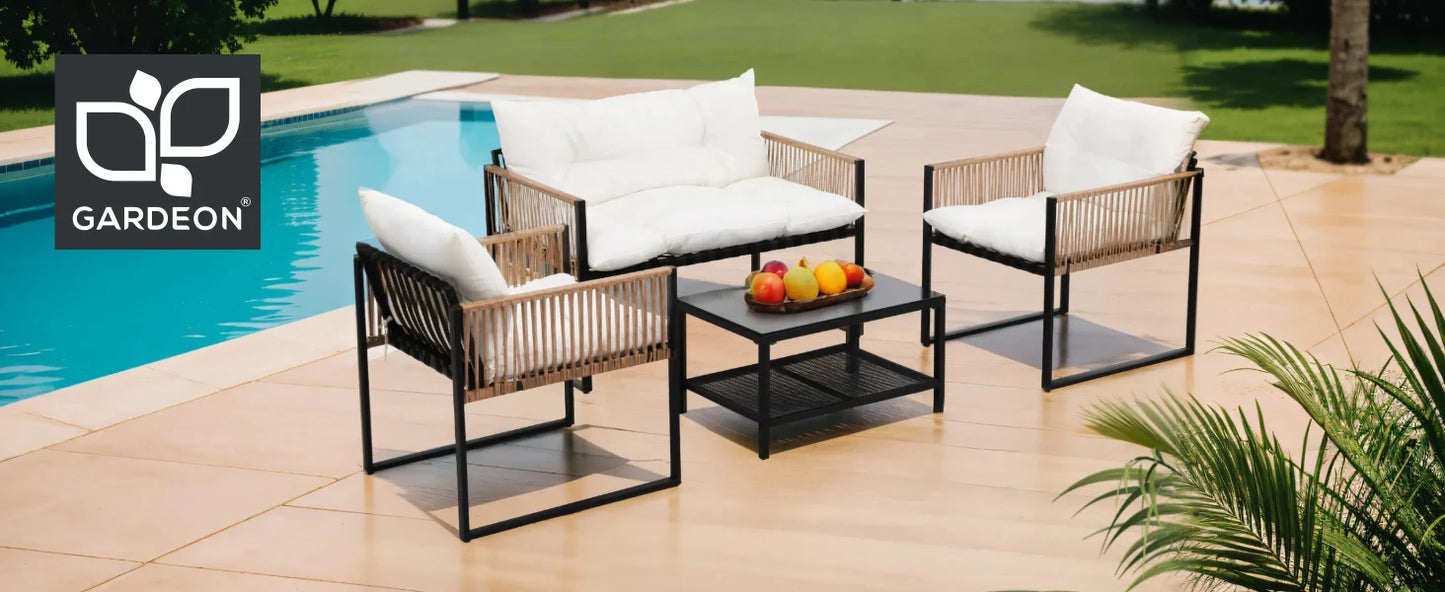 4 Seater Outdoor Sofa Set 4PCS Table Chair Set Garden Patio Furniture