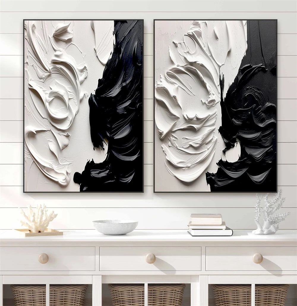 Large Black and White Abstract Poster Abstract Texture Prints Canvas Painting Modern Bedroom Canvas Painting Home Room Decor