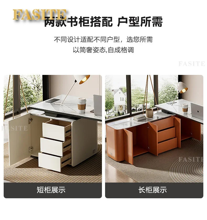 High end light luxury stone table, high-end office desk and chair combination, home L-shaped computer, high-end medical beauty