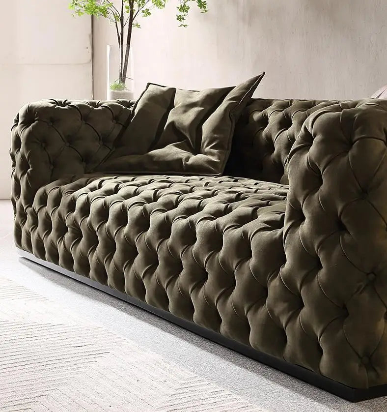 Modern Luxury Microfiber Fabric Villa Sofa Set Light Leather Love Seat for Living Room-High Quality Hot Sale Couch