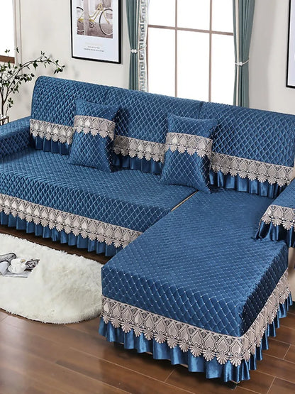 Sofa Cushion Soft Thick Sofa Cover Plush Towel Living Room Non-slip Corner Couch Covers Protective  Lace 1/2/3/4 Home Seat  Mat