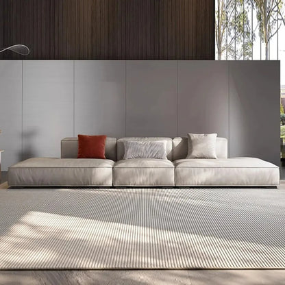 Minimalist Multi-Seat Leather Sectional Sofa Combination Modern Simple Living Room Sofas First Layer Cowhide L Shade Sofa Set