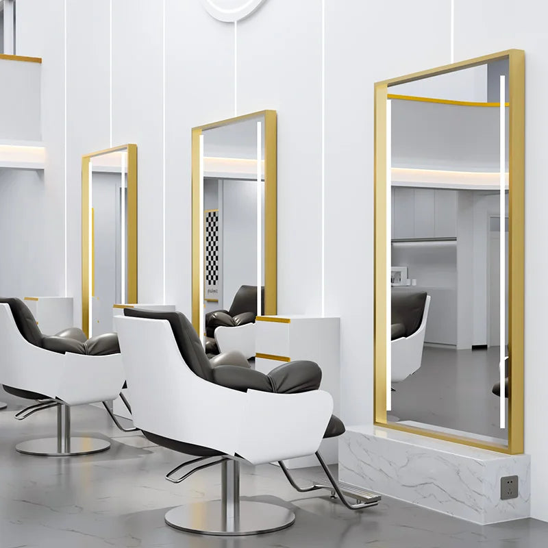 HJ Barber Shop Mirror Quick Cut Special Mirror Hair Salon Internet celebrity hair salon Full Lamp Mirror