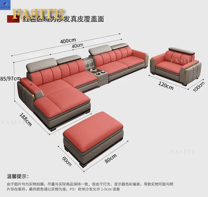 Luxury First-Layer Sofa Classic Light Living Room Size Princess Apartment Straight Row Home Combination