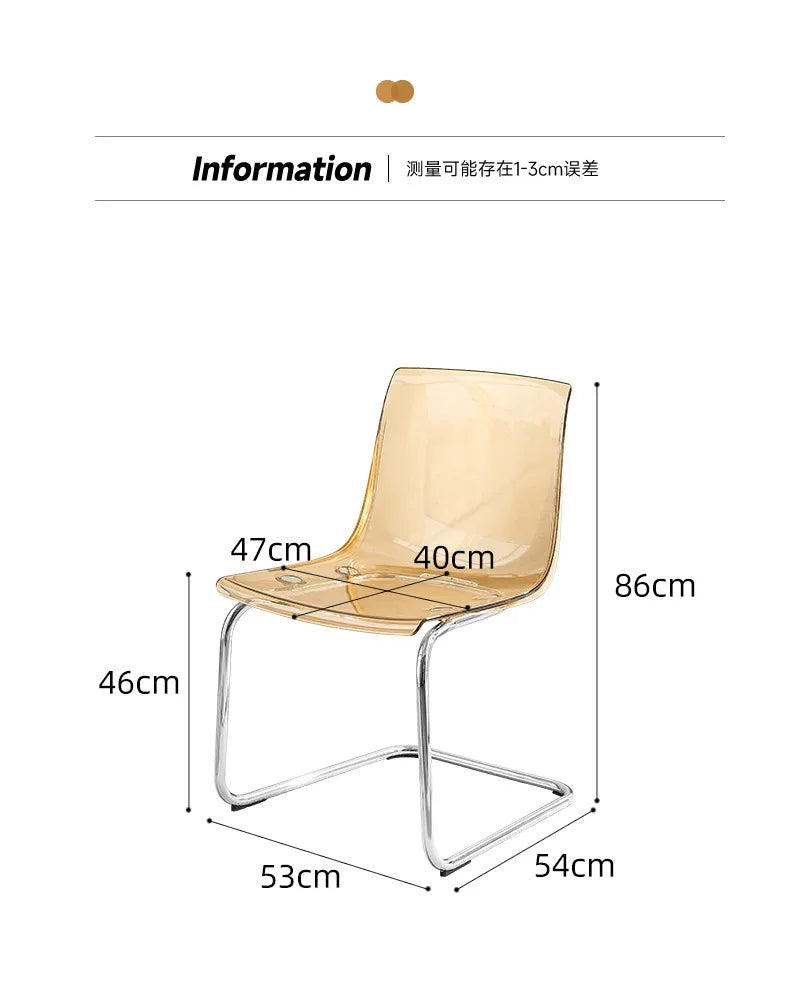 Transparent Acrylic Toyas Chair, Home Backrest Dining Chair, Nordic Minimalist Designer Desk, Coffee Shop Dining Table Chairs