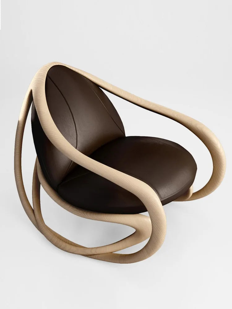 Swing chair Moving walnut rocking chair Italian designer solid wood single sofa recliner