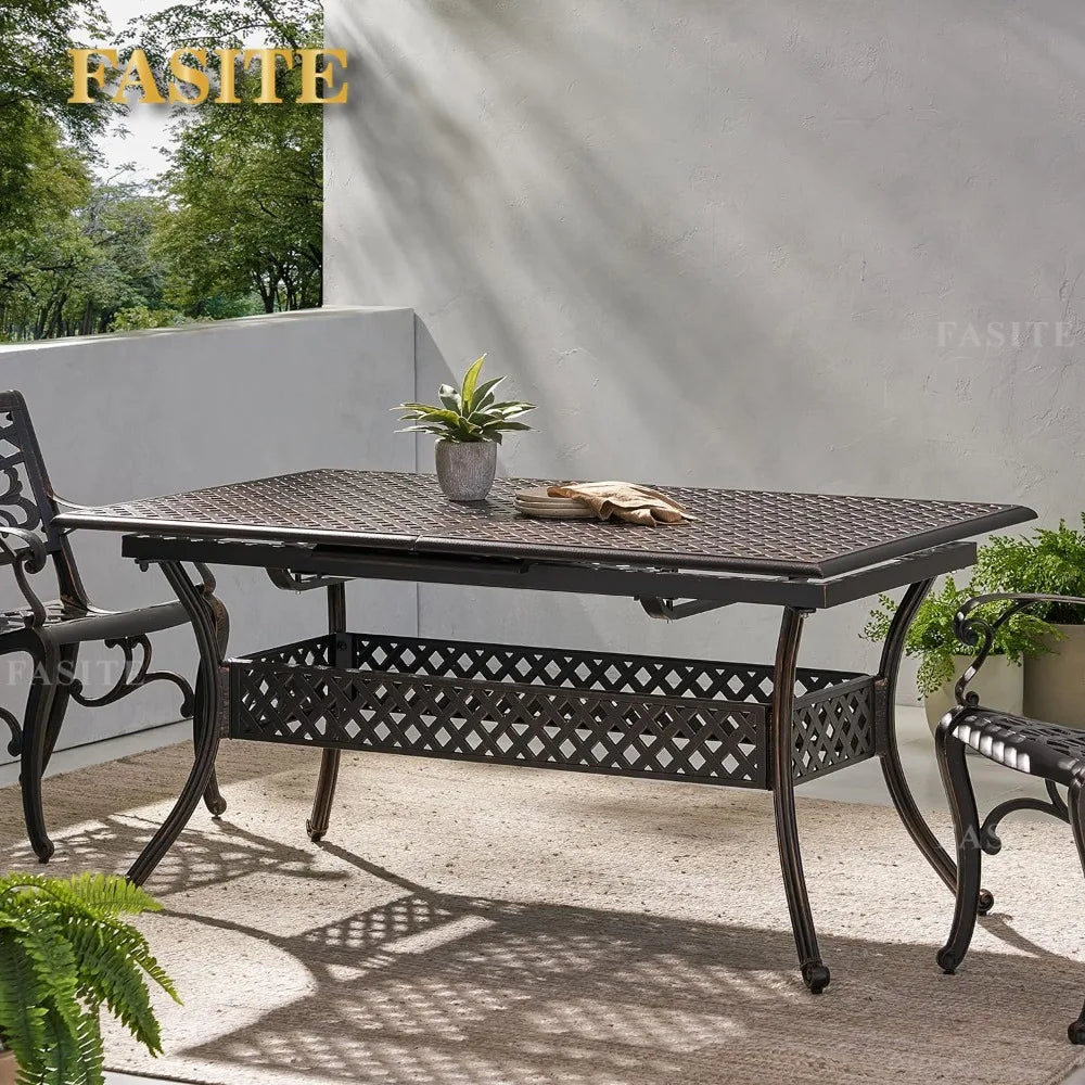 Outdoor Cast Aluminum Expandable Rectangular Dining Table