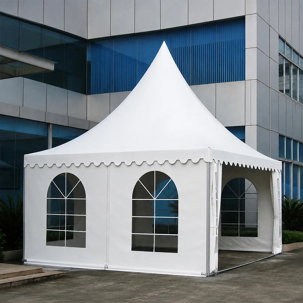 Large White Pagoda Tent Commercial Marquee Tent with Windows for Wedding Party Garden Event, Peak Top Outdoor Shelter Waterproof