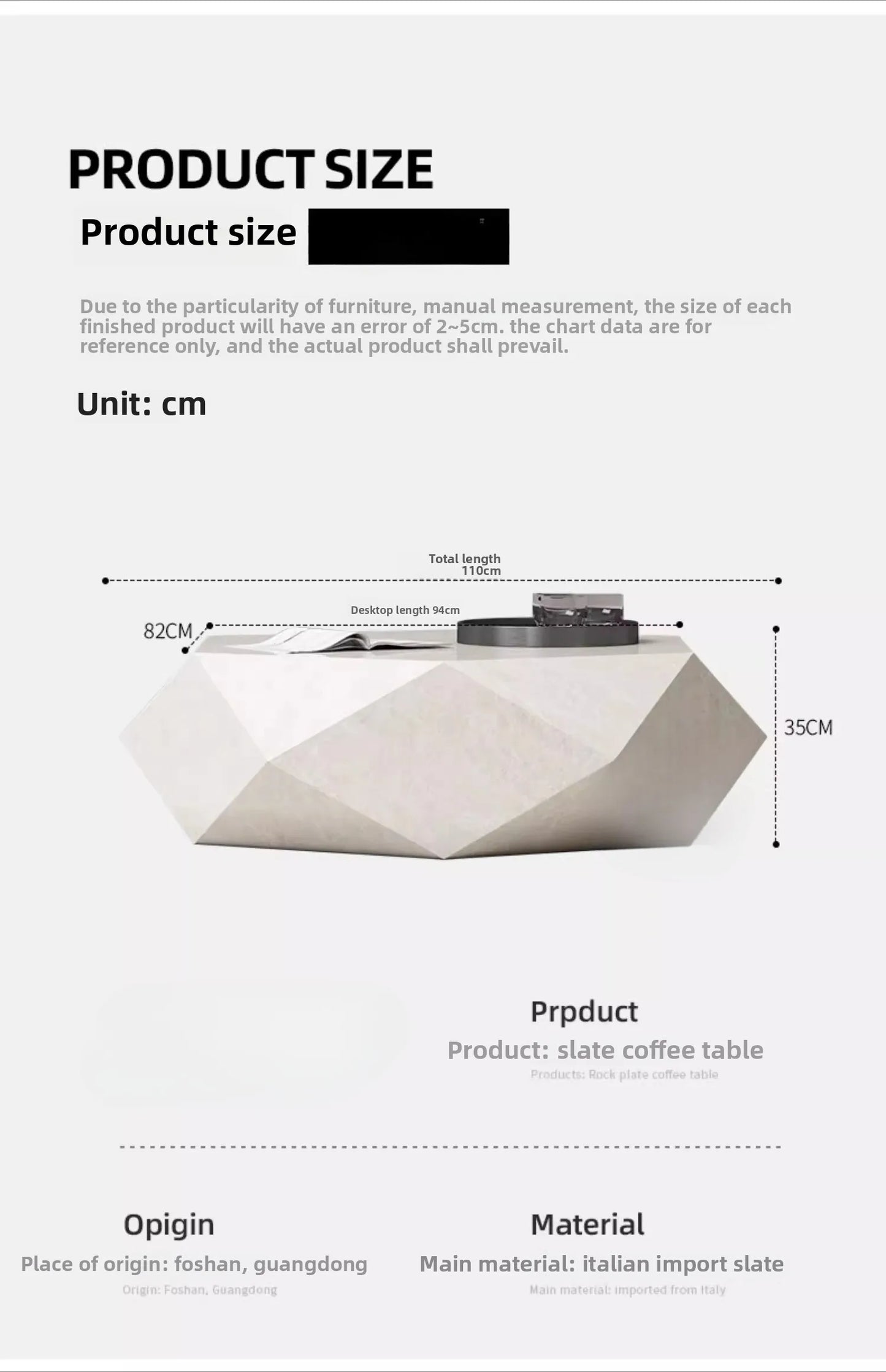 Coffee table small apartment rock slab designer atmospheric Italian living room high-end creative coffee table
