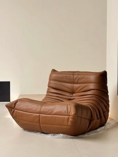 Togo caterpillar sofa leisure small apartment bedroom living room can sleep lazy sofa cream wind single recliner