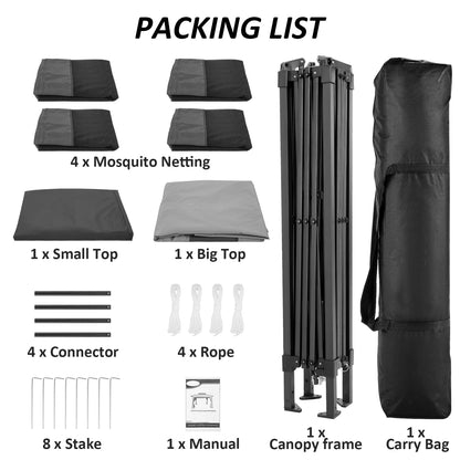 11x11 Pop up Gazebo on Clearance with Mosquito Netting&Sandbags, Outdoor Canopy Tent with 4 Ropes 8 Stakes&Portable Carrying Bag