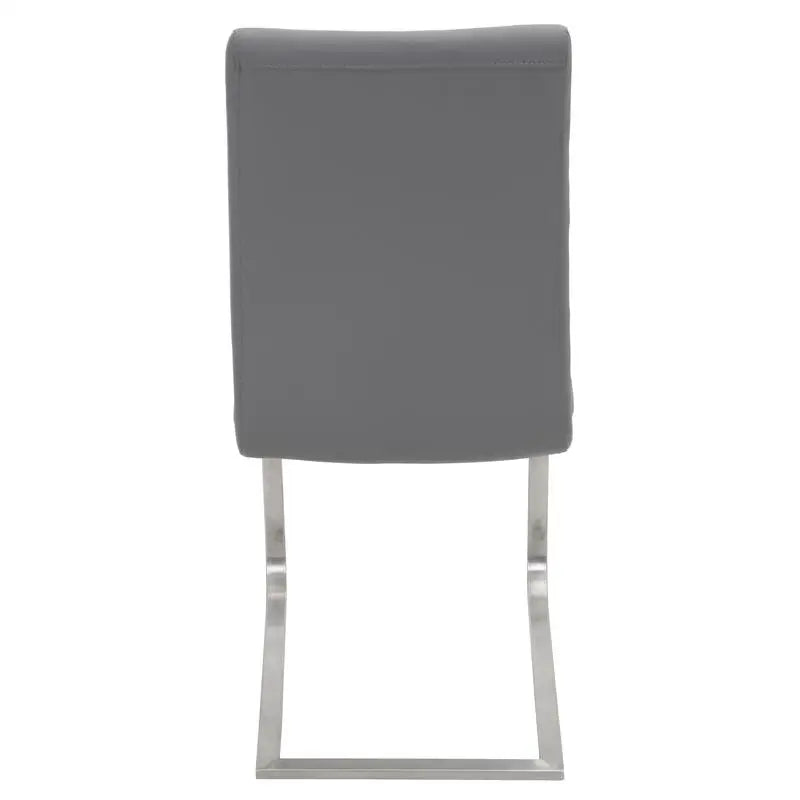 Set of 2 Grey Faux Leather Contemporary Dining Chairs