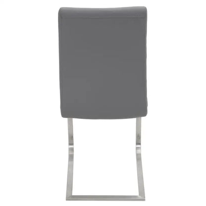 Set of 2 Grey Faux Leather Contemporary Dining Chairs