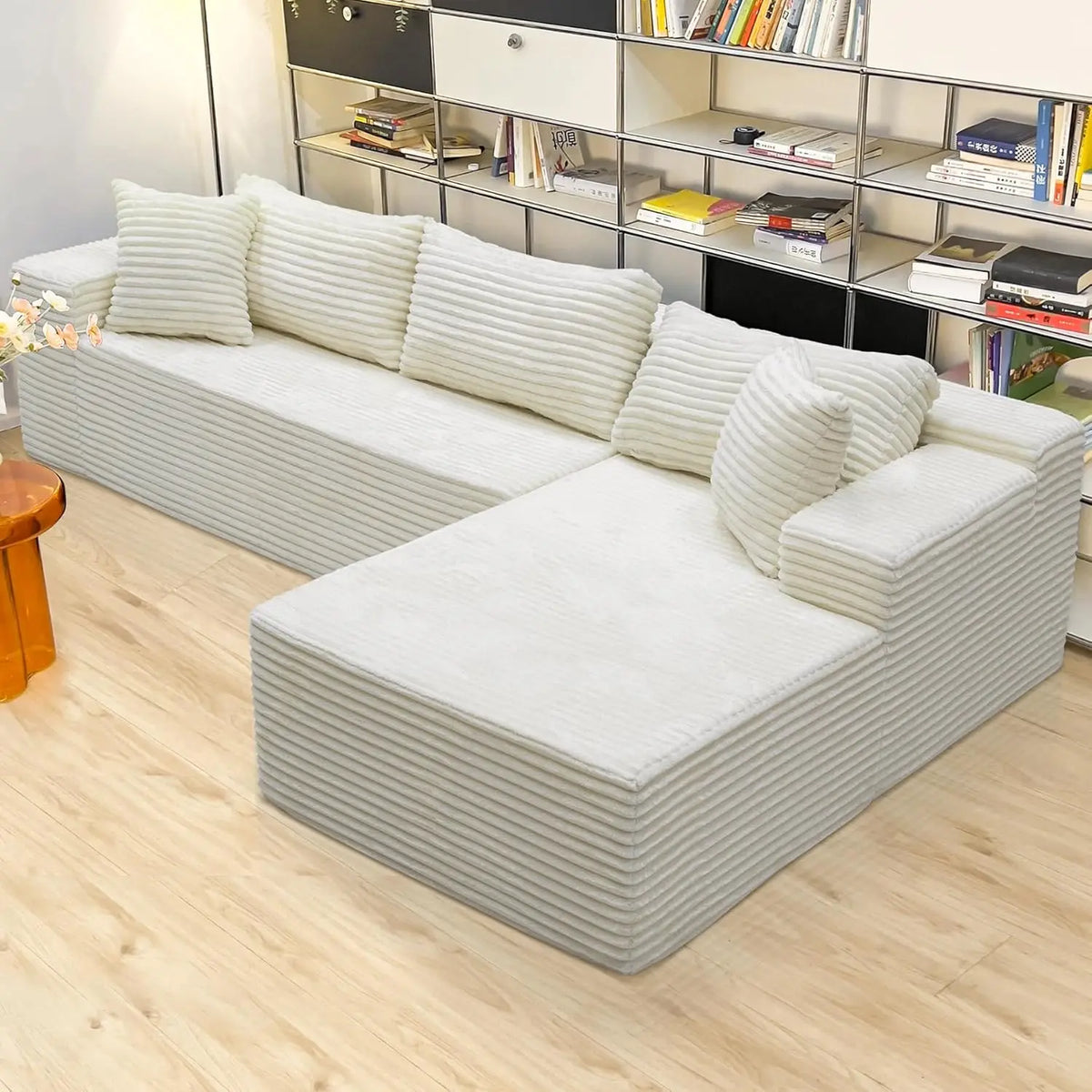 Black sectional couches for Living Room Corduroy Couch，104