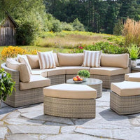 Terrace Semicircular C Modular Lounge Set Aluminum Outdoor Furniture Modern Luxury Garden Combination Rattan Sofa Set