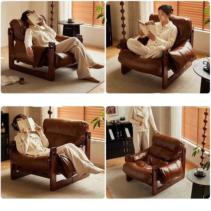 Solid wood sofa chair single chair in living room antique leisure chair