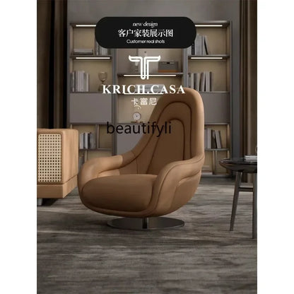 1lNew Single Seater Italian Living Room Leisure Light Luxury Designer Leather Rotating Couch