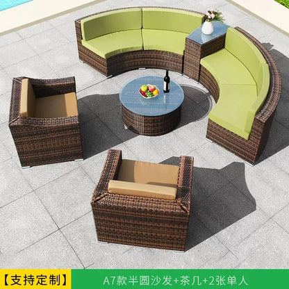 Leisure Outdoor Villa Garden Arc Sofa Hotel Courtyard Rattan Sofa B & B Terrace Sofa Furniture
