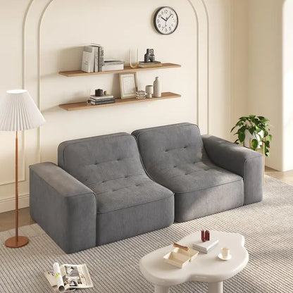 Modern Sparkling Chenille Fabric 83.6 Inch Modular 3-Seater Sectional Sofa Tufted Design Deep Seat Couch Ideal Divano Soggiorno