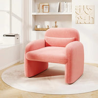 Modern Sherpa Accent Armchair with Waist Pillow for Living Room