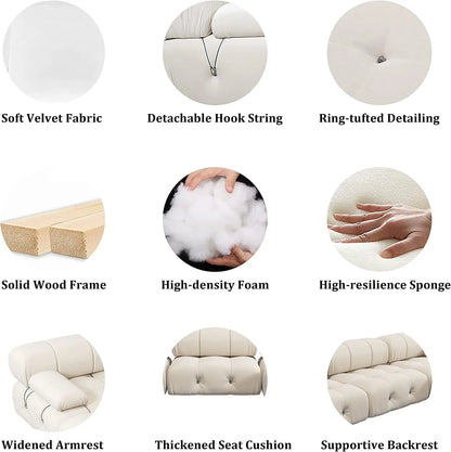 Living Room Furniture Mario Bellini Modern Nordic L Shape 3 4 5 6 7 Seater White Velvet Modular Sectional Sofa Couch Set