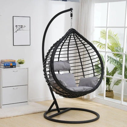 Modern Egg Shaped Outdoor Furniture Garden Wicker Rattan Hanging Patio Indoor Egg Swing Chair with Bracket