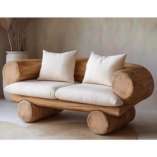 ZHB wabi-sabi wind art sofa homestay original ecological hotel clubhouse villa luxury log wind solid wood sofa G