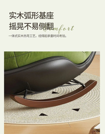 Modern Teddy Fleece Rocking Chair Upholstered Leisure Rocker Lounge Chair For Living Room Bedroom Balcony