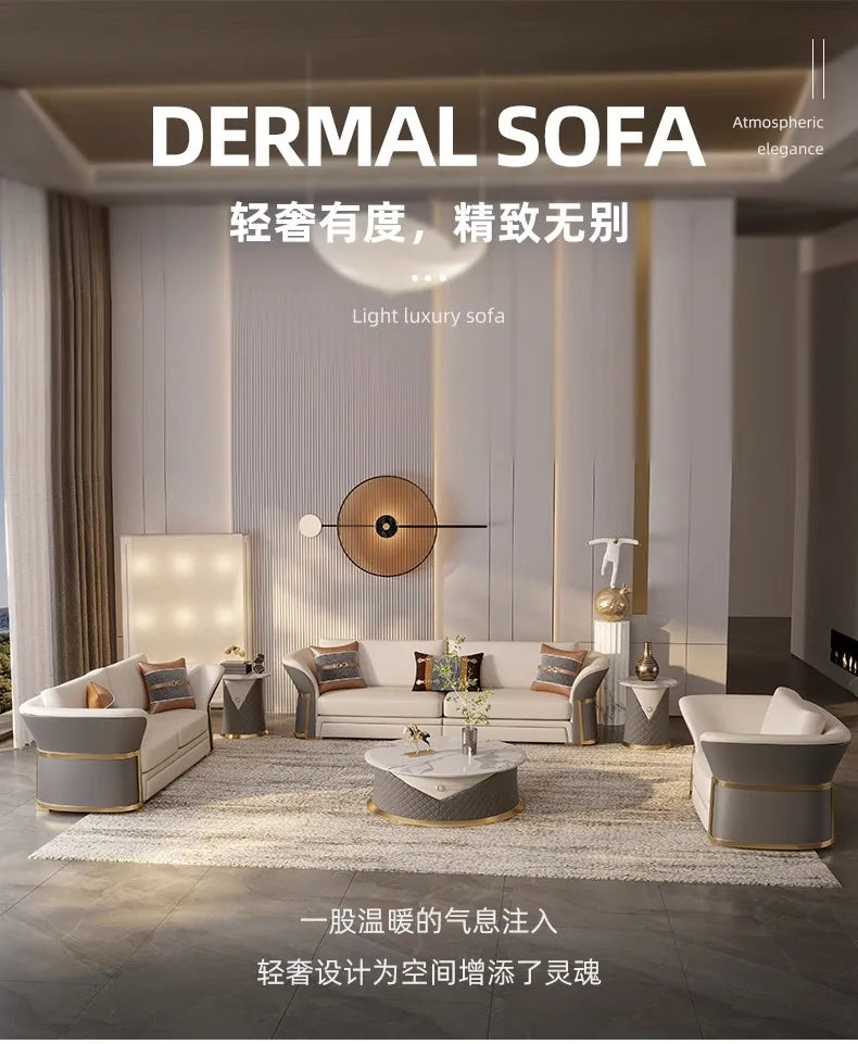 Italian Designer Leather Sofas Luxury 3 Pieces Set Minimalist Modern Sofa Loveseat Floor Divano Soggiorno Home Furniture