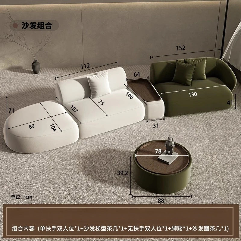 Curved Sofa Special Shaped Designer Beauty Salon Couch Lounge Area Sofa Coffee Table Set Furniture Velvet Living Room Sofas