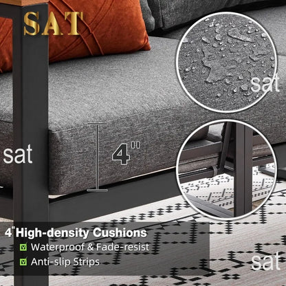 jz New Patio Furniture Set, 4 Pieces Outdoor  with Removeble, Washable and High-Resiliency Sponge Cushions