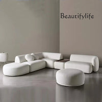 X Modern Sectional Sofa Set Furniture Velvet Fabric Round White Living Room Couch Apartment Modular Semi-circular Sofa
