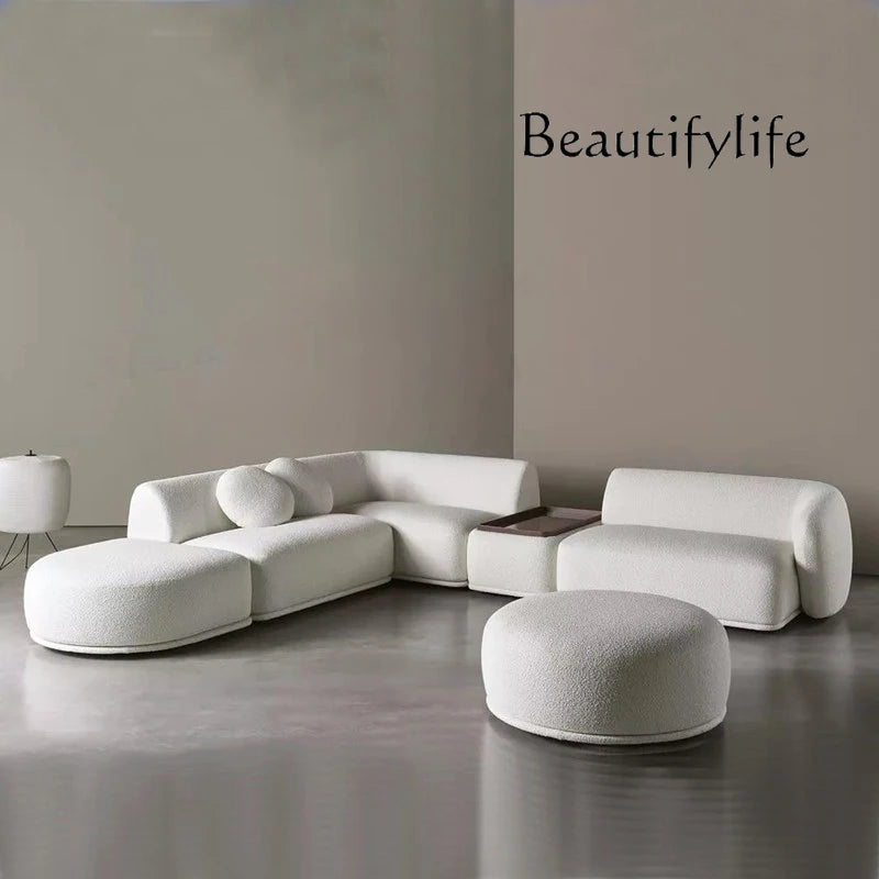X Modern Sectional Sofa Set Furniture Velvet Fabric Round White Living Room Couch Apartment Modular Semi-circular Sofa