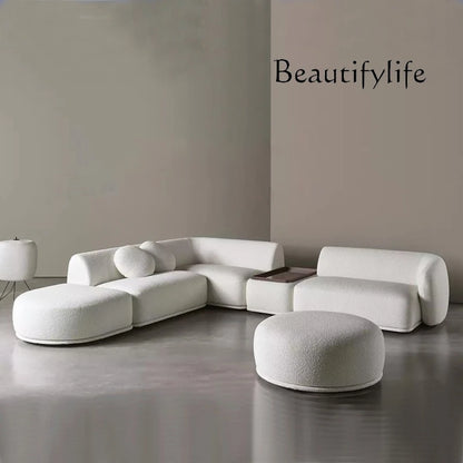 X Modern Sectional Sofa Set Furniture Velvet Fabric Round White Living Room Couch Apartment Modular Semi-circular Sofa