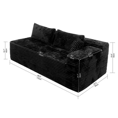No-Assembly Reversible Sectional Sofa - Plush Corduroy Fabric, Cloud-Like Chaise Lounge, Timeless Sleek Design