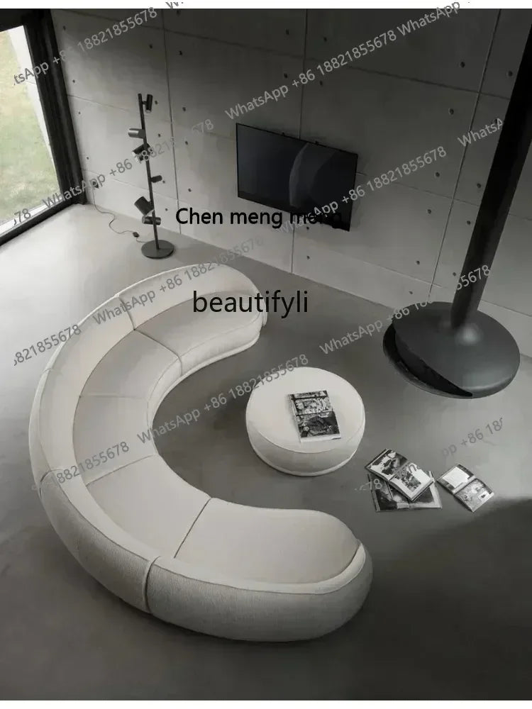 ss 8350  Italian Minimalist Modern Light Luxury Arc Semicircle Fabric French Sofa for Multi-User